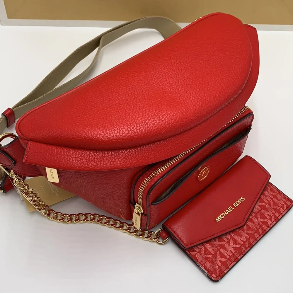 MICHAEL KORS Maisie Large Pebbled Leather 2-in-1 Waistpack Fannypack Cr…